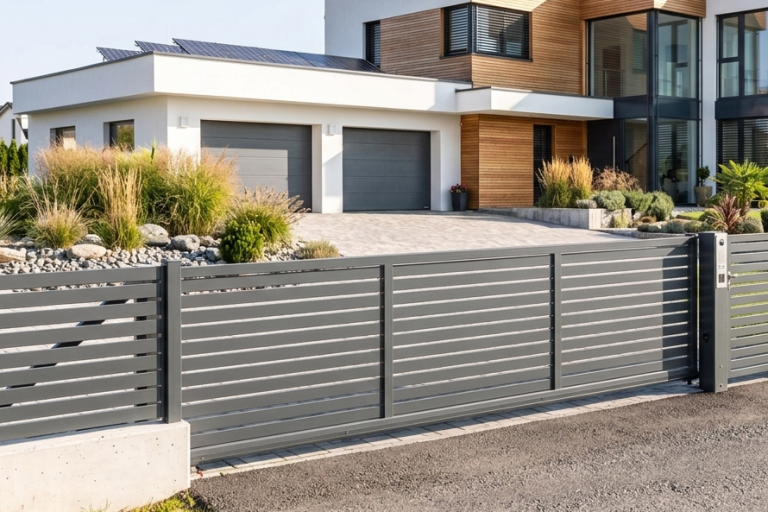 Modernes Aluminium Schiebetor für Einfahrt und Grundstückszufahrt