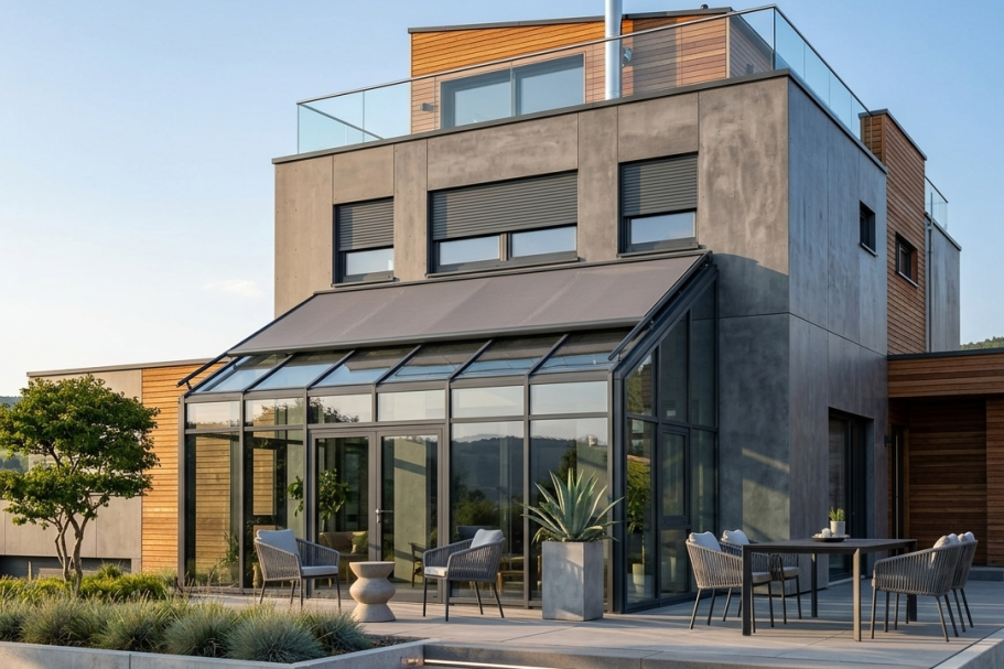 Wintergartenmarkise als Sonnenschutz für Glasdach und Wintergarten