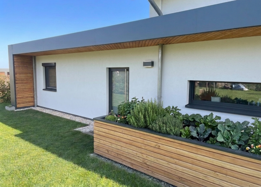 Individuelles Vordach als Metallbau Lösung für modernes Wohnhaus