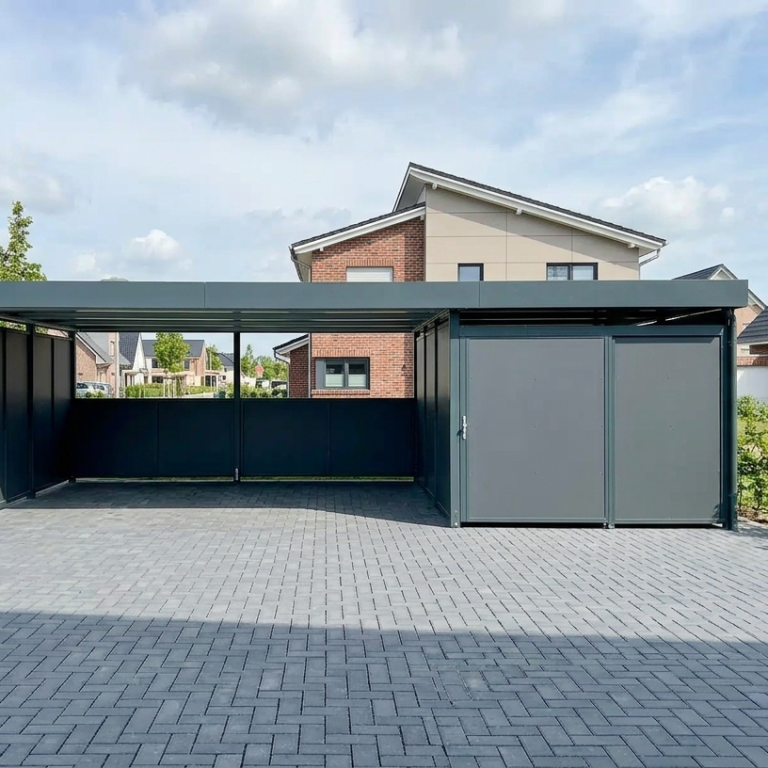 Carport mit Geräteraum und zusätzlichem Stauraum