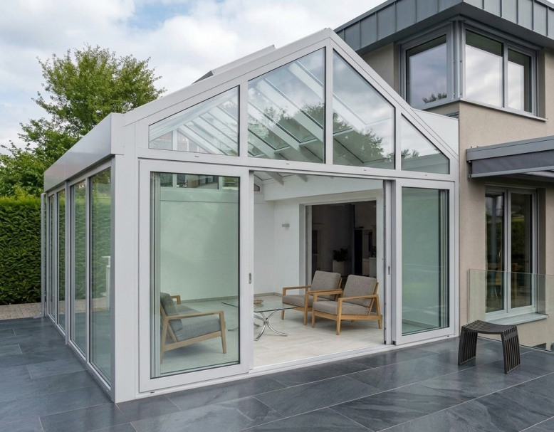 Wintergarten aus Metall und Glas als hochwertige Wohnraumerweiterung