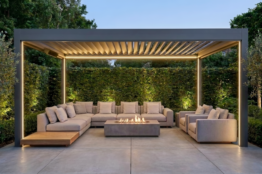 Outdoor Living Lösungen von MERPAL mit Pergola und Terrassenüberdachung