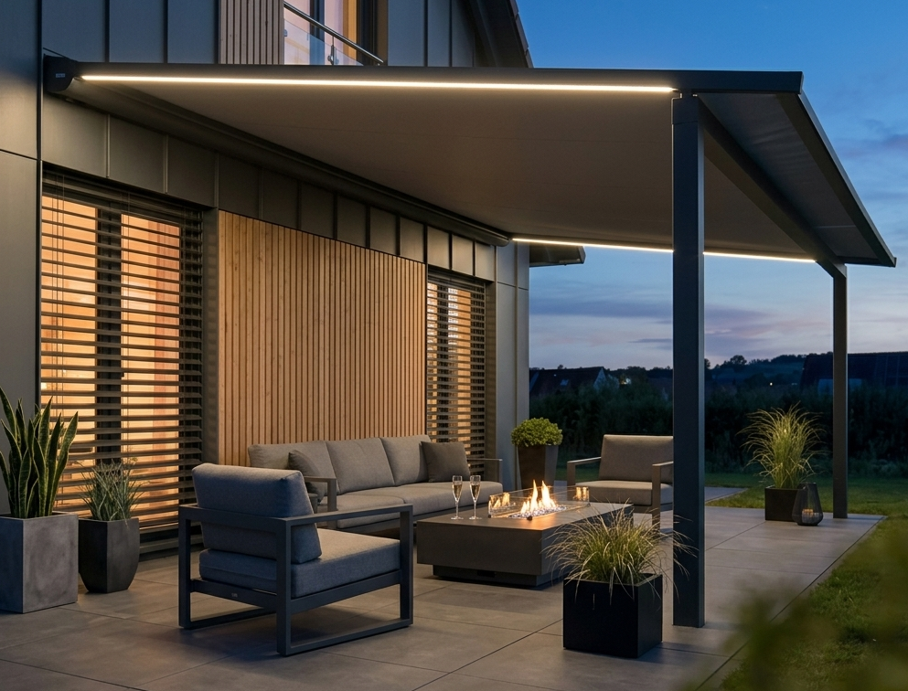 Pergolamarkise für große Terrasse und Outdoor Living Bereich