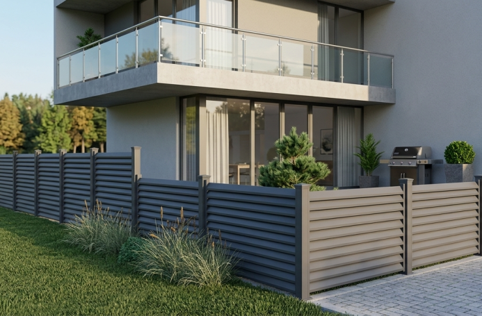 Aluminium Zaun in zweifarbiger Ausführung für Terrasse und Garten