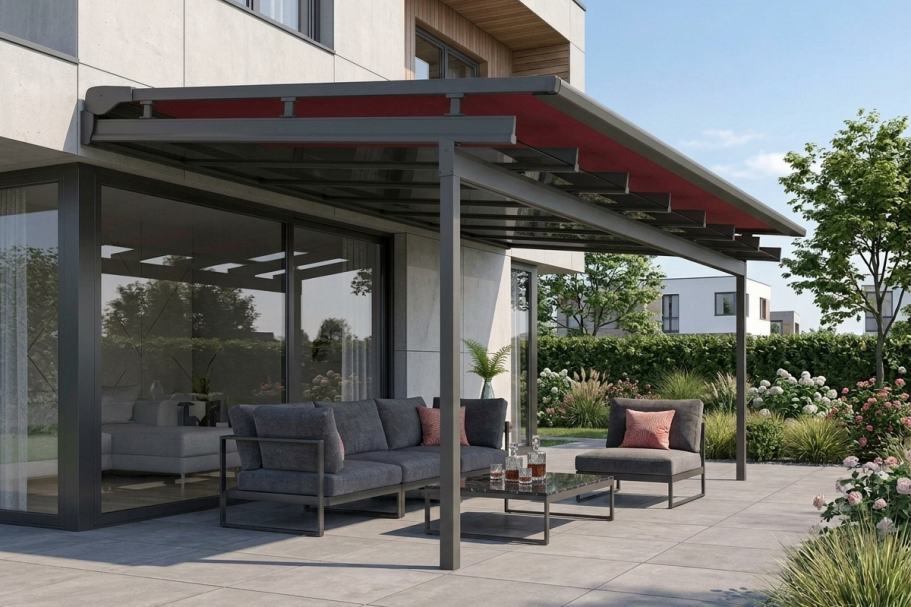 Wintergartenmarkise als Sonnenschutz für Glasdach und Terrassenüberdachung