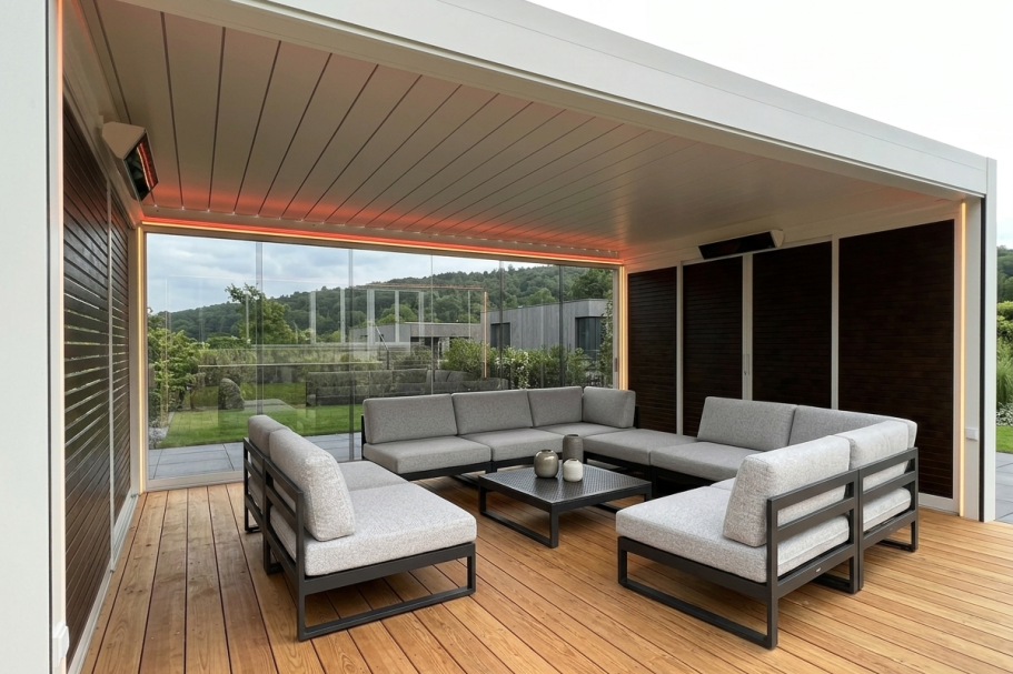 Outdoor Living Lösungen von MERPAL mit Pergola und Terrassenüberdachung