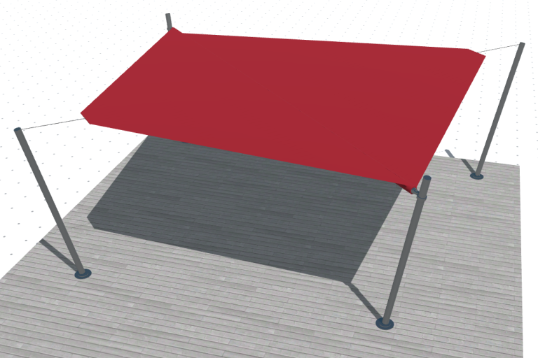 Planung eines Sonnensegels mit Form Größe und Befestigungspunkten