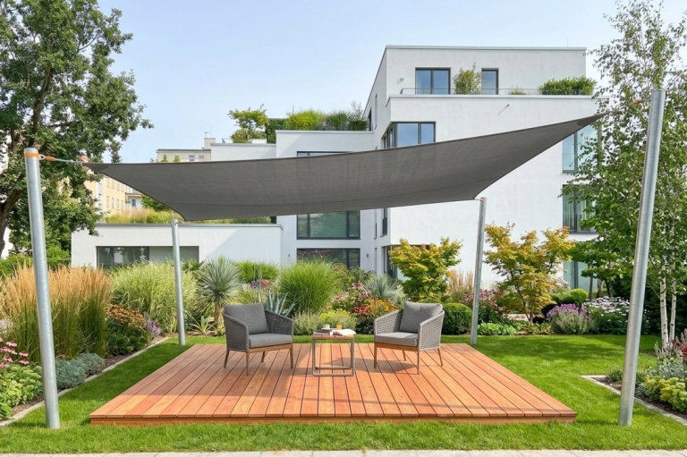 Großes CARAVITA Sonnensegel für Terrasse und Garten