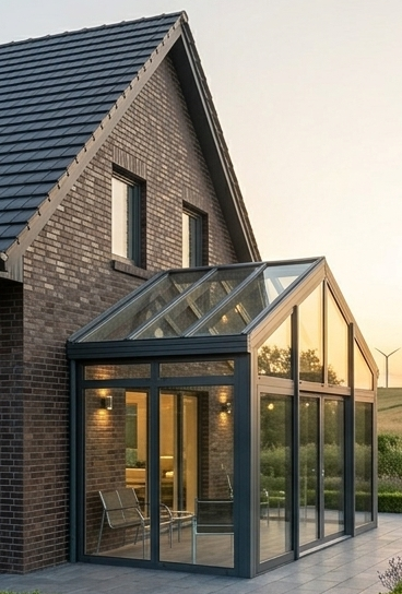Glasdach und Wintergarten-Anbau als Metallbau-Lösung
