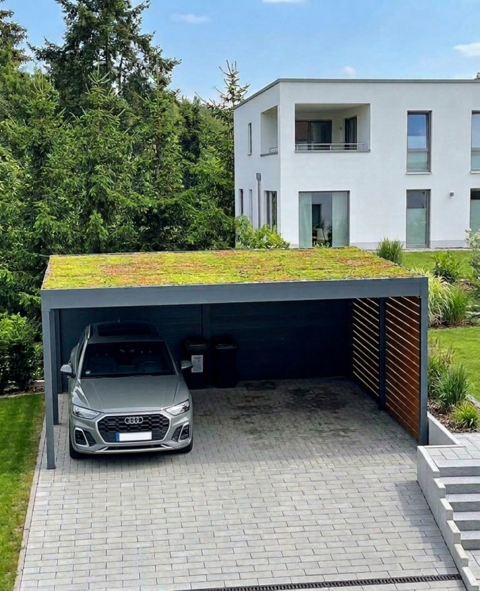Doppelcarport mit Dachbegrünung