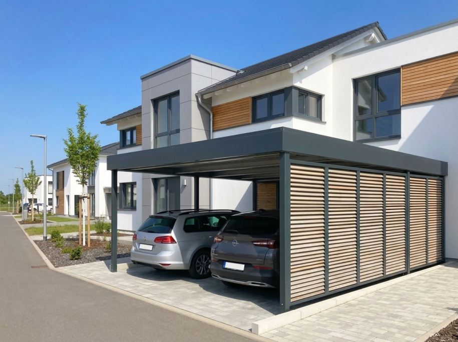 Doppelcarport mit Seitenwand