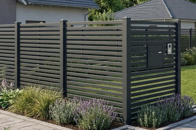 Aluminium Lamellenzaun als langlebige Grundstücksabgrenzung im Garten