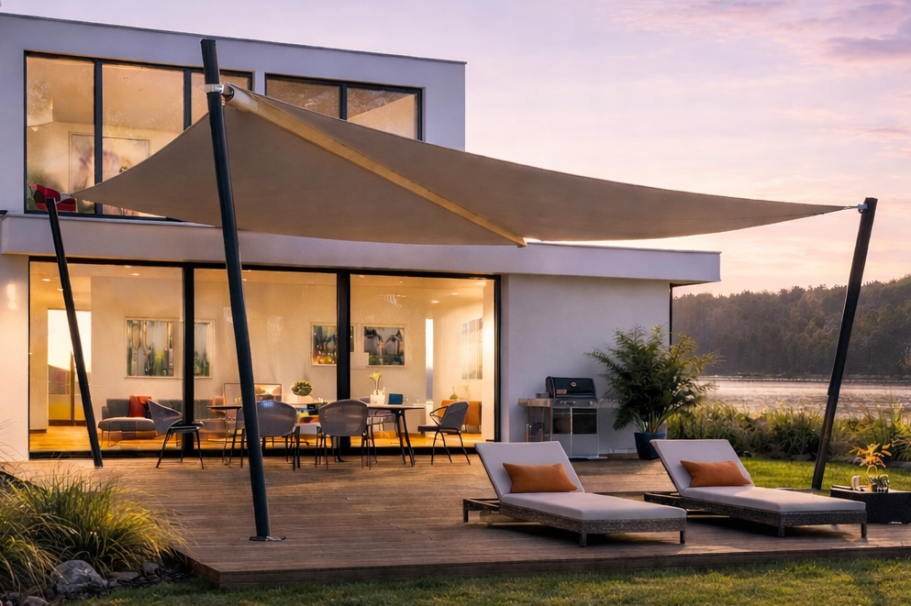 Sonnensegel als flexible Beschattung für Terrasse und Garten