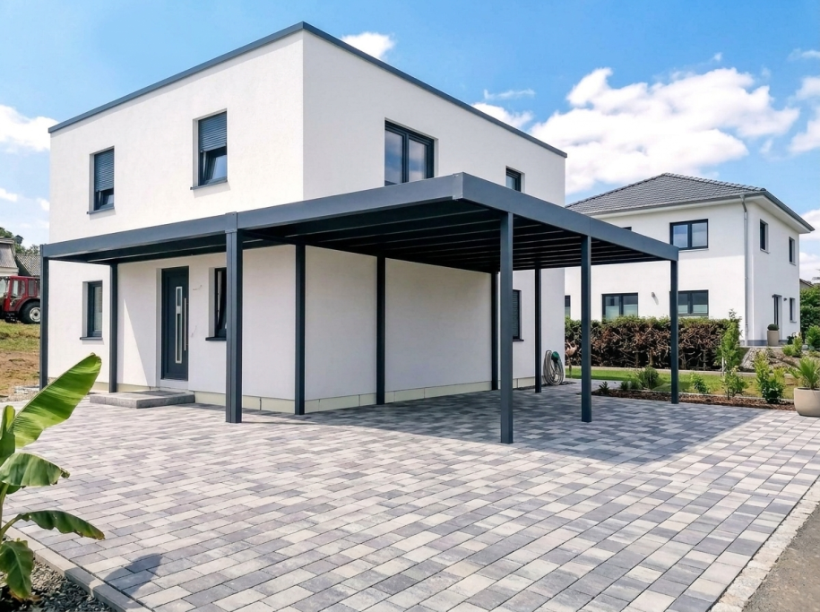 Carport mit Hauseingangsüberdachung